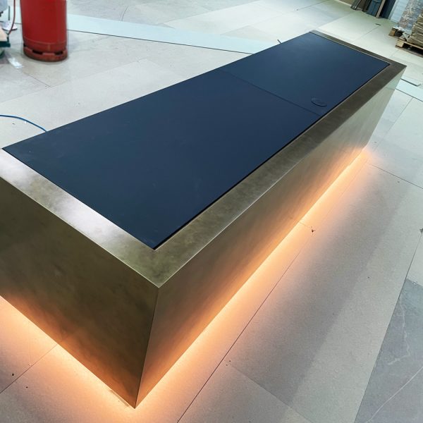 Bespoke reception desk painted in house at St.Ives Cambridgeshire